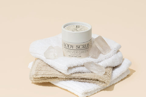 body scrub over bath towels