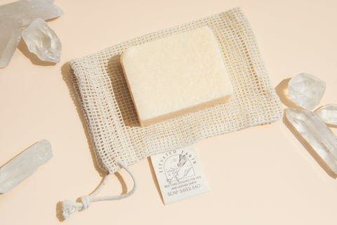soap saver bag and salt soap display