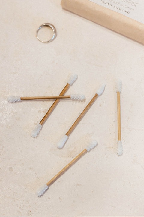 bamboo swabs on table