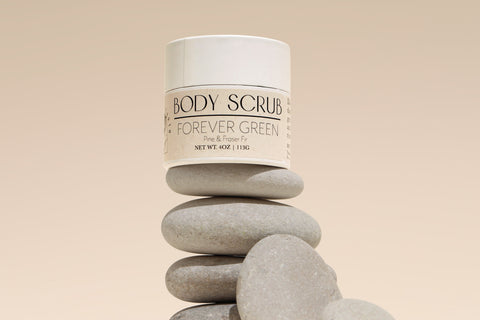 body scrub on rock display