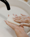 salt soap bar in use